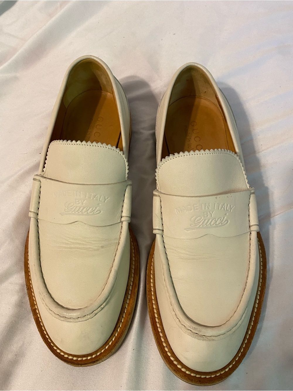 GUCCI- Cream Leather Men's Shoes